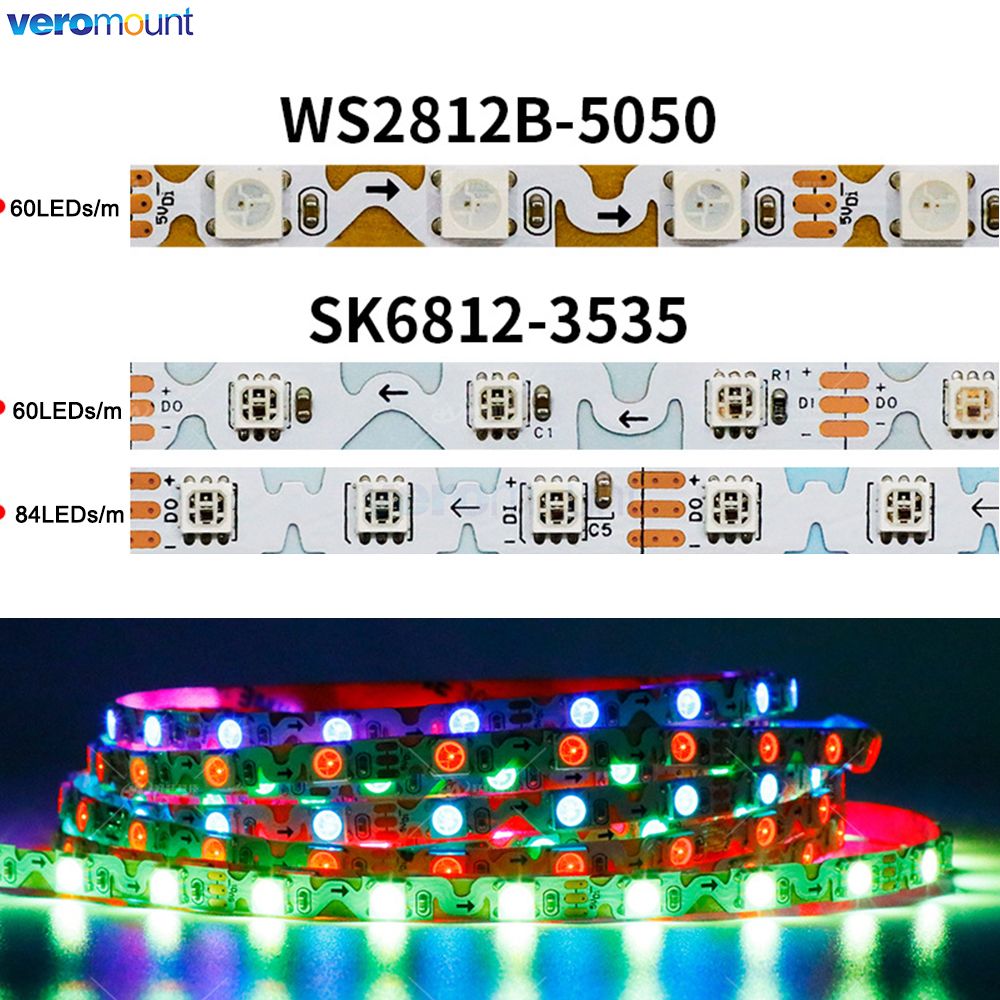 Ws2812B Strip 5V - PCB S şekli ile 6mm dar