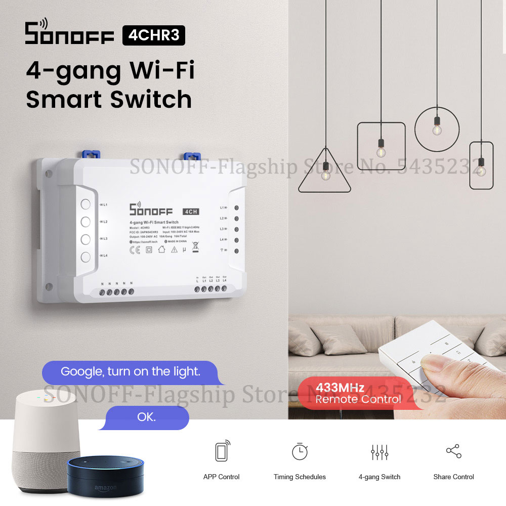 Itead SONOFF 4CH R3 Wifi kablo - Relay Module 4 Channel incelemesi ve fiyatı
