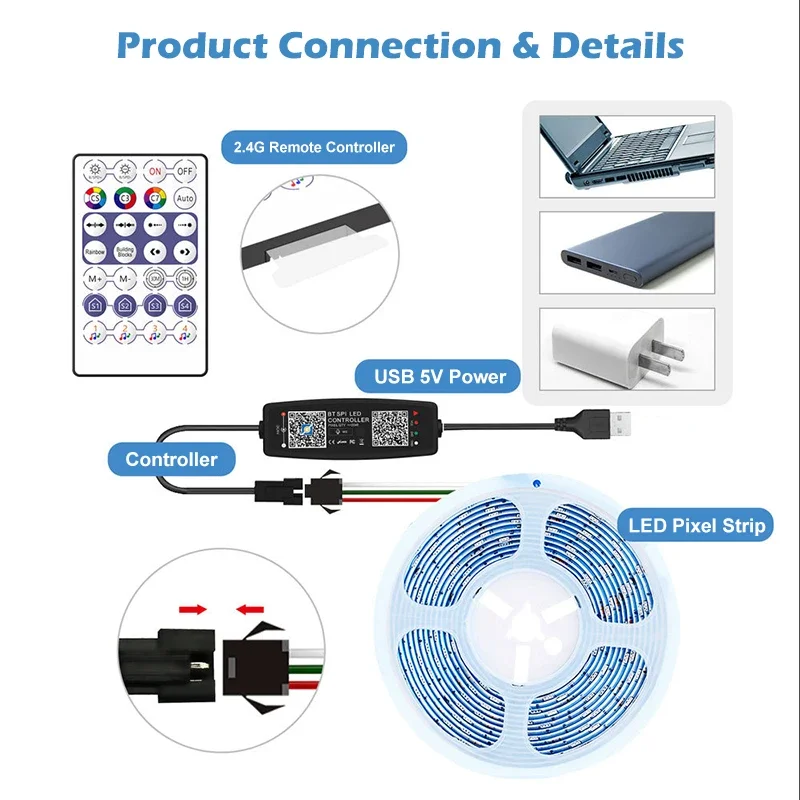 WS2812B denetleyici Bluetooth  - Ws2812B Strip 5V incelemesi ve fiyatı